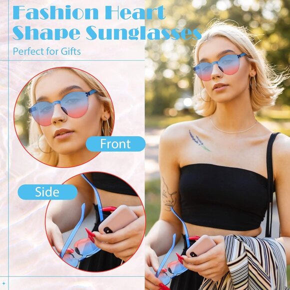 24 Pairs Colorful Glasses Transparent Rimless Round Fun Party Eyewear - Picture 5 of 6